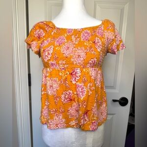 2/$12 💥 Old Navy Floral Girls’ Vibrant Orange Top